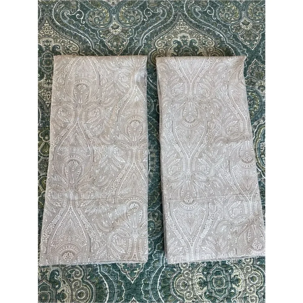 Decorative Paisley Pillow Sham Pair in Light Taupe